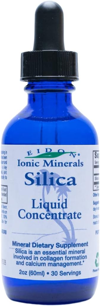 Liquid Silica Mineral Concentrate - Silica Supplement for Hair, Skin, and Nails - Supports Collagen Production and Bone Health - 2 oz Bottle