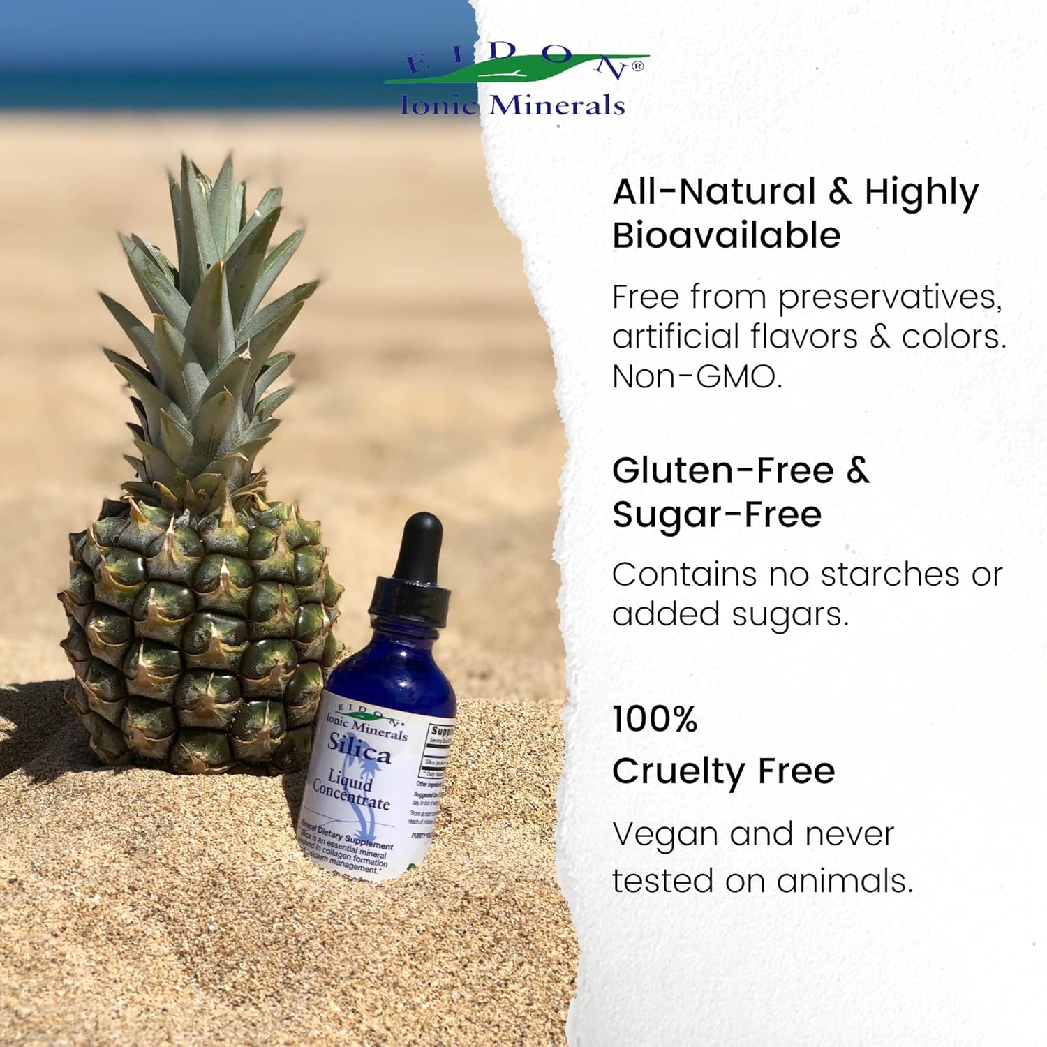 Liquid Silica Mineral Concentrate - Silica Supplement for Hair, Skin, and Nails - Supports Collagen Production and Bone Health - 2 oz Bottle