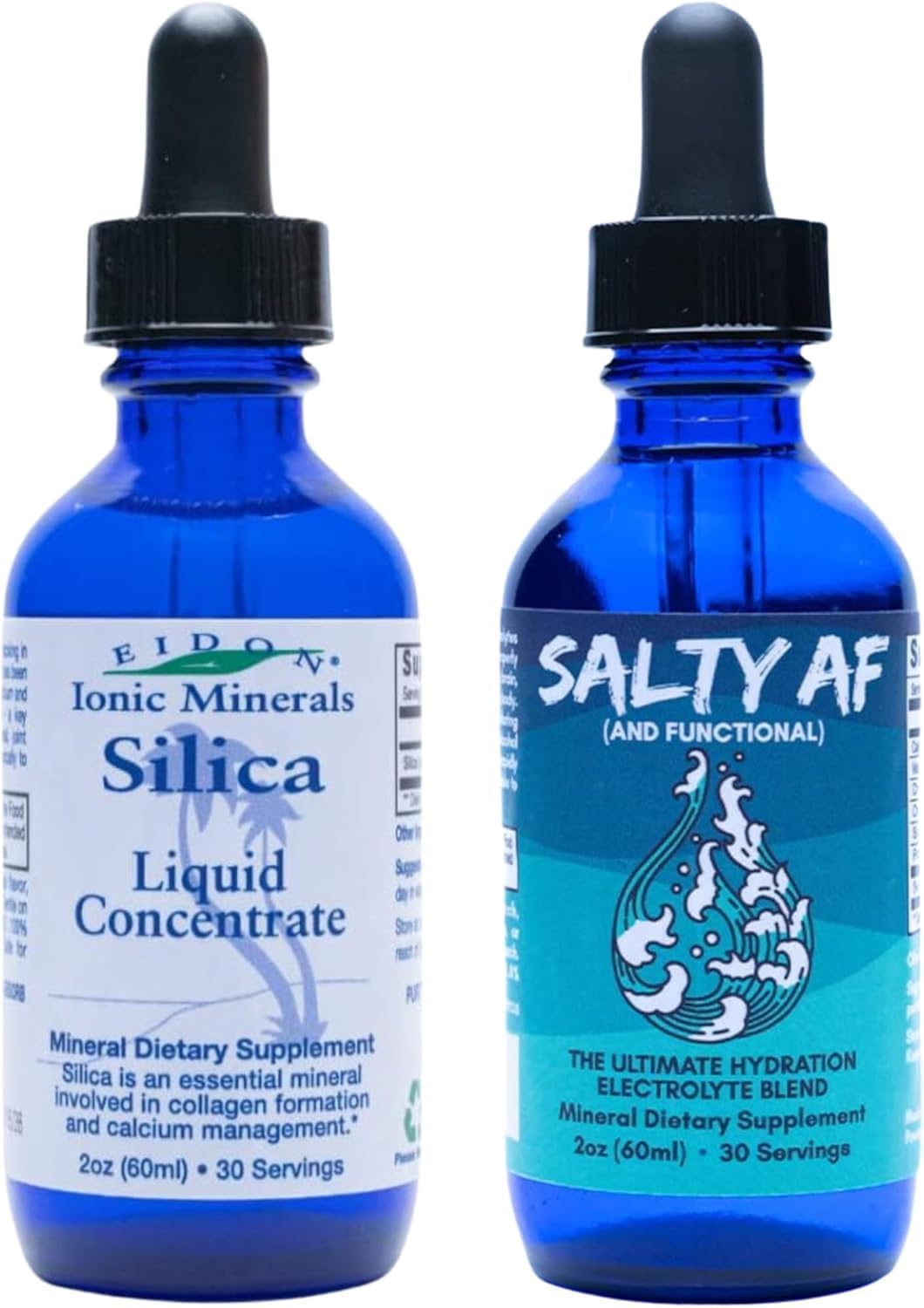Liquid Silica Mineral Concentrate & Electrolyte Drink Mix - Hair, Skin, Nails Supplement, Unsweetened Drops for Water, Non GMO & Sugar-Free