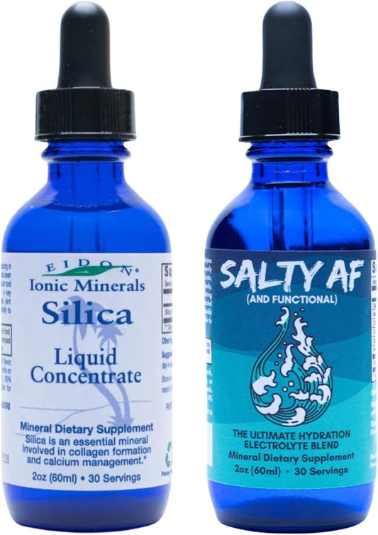 Liquid Silica Mineral Concentrate & Electrolyte Drink Mix - Hair, Skin, Nails Supplement, Unsweetened Drops for Water, Non GMO & Sugar-Free