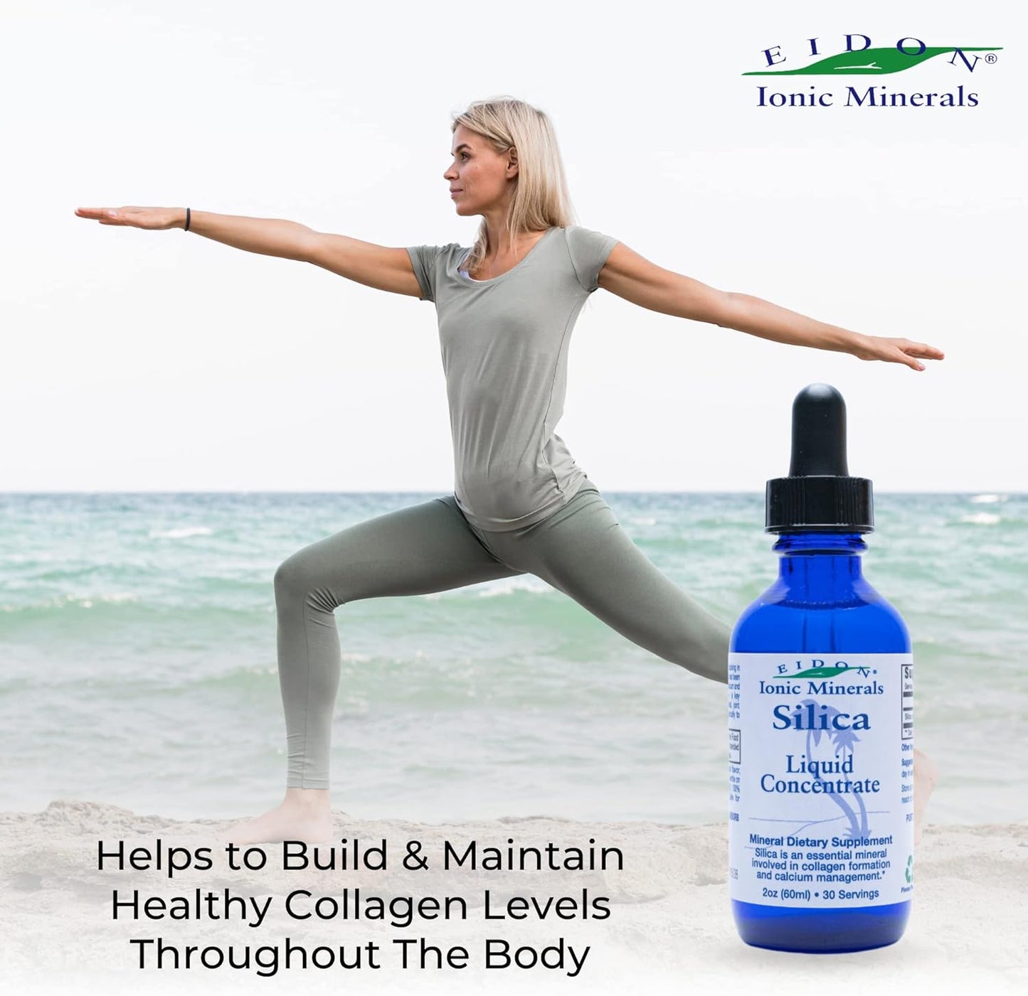 Liquid Silica Mineral Concentrate & Electrolyte Drink Mix - Hair, Skin, Nails Supplement, Unsweetened Drops for Water, Non GMO & Sugar-Free