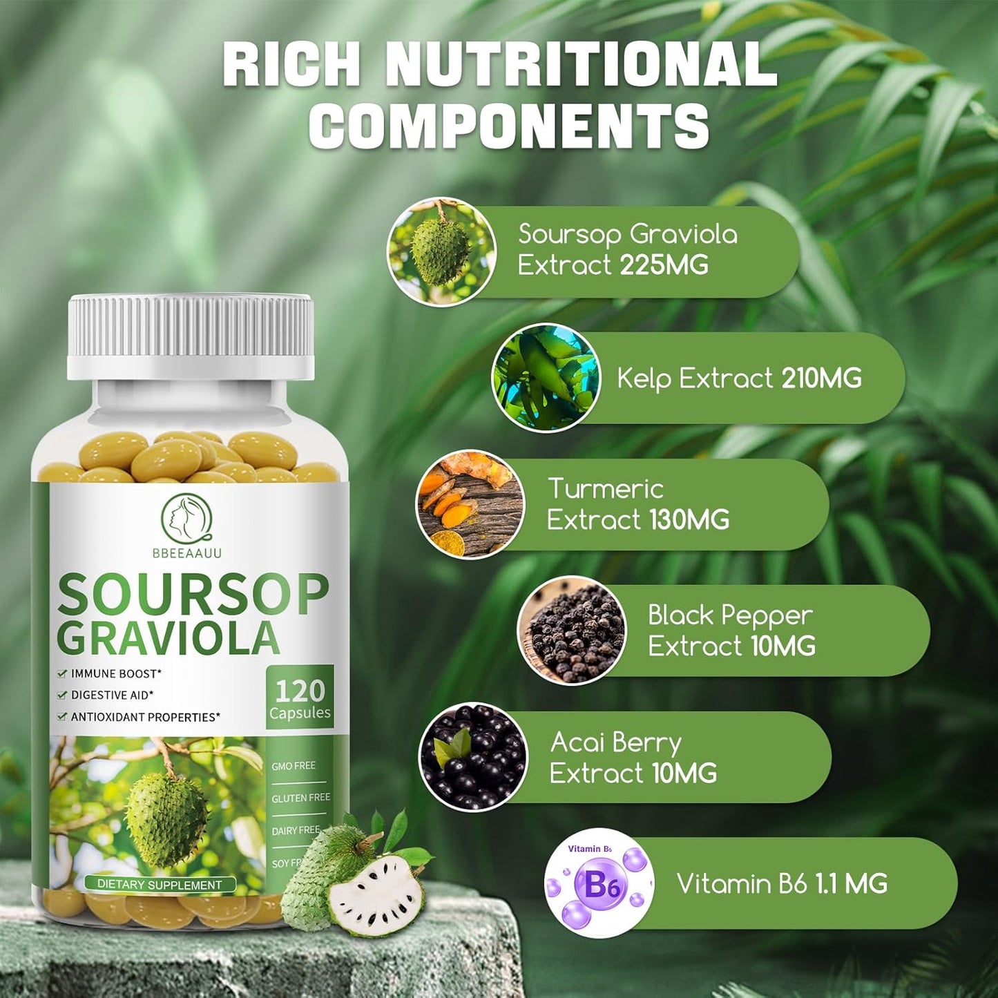 Liquid Trimethylglycine Drops with Soursop Graviola Capsules for Enhanced Health Support