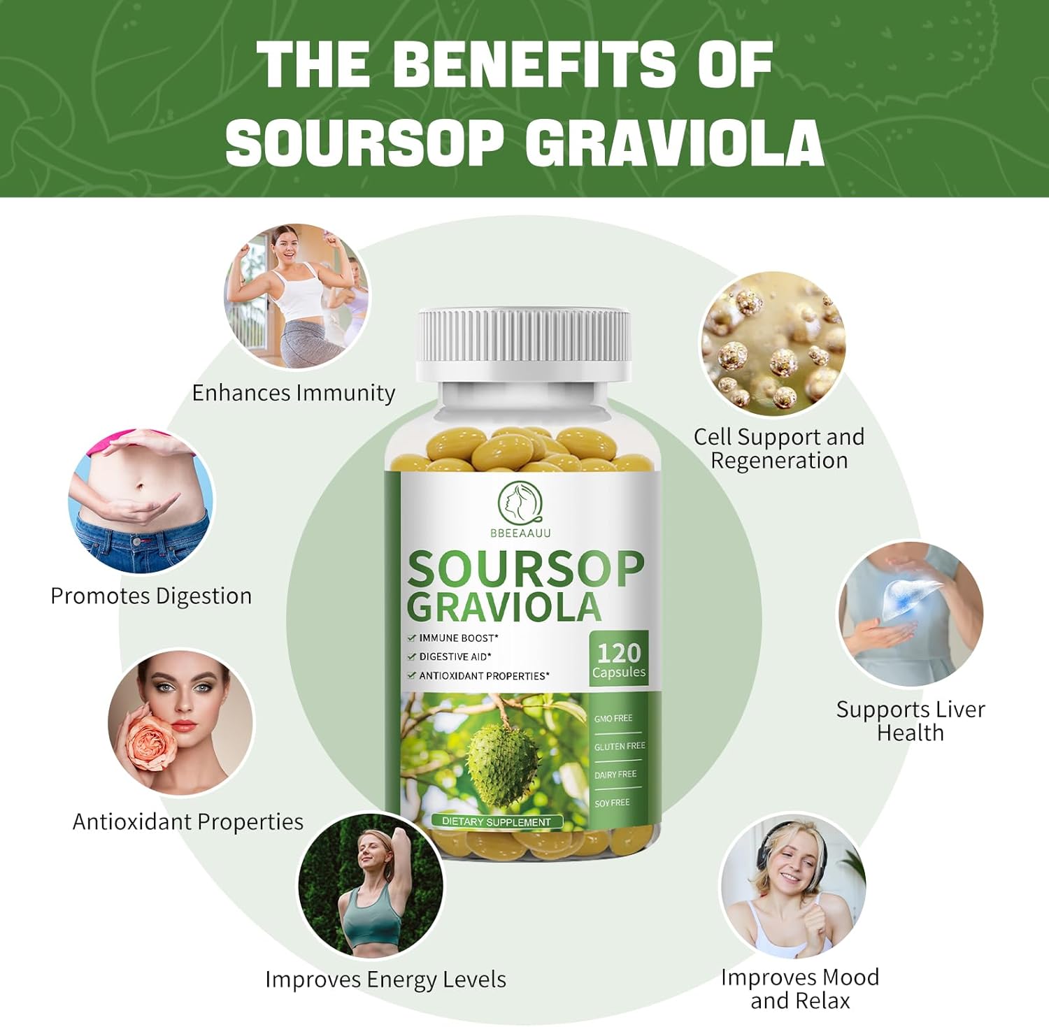 Liquid Trimethylglycine Drops with Soursop Graviola Capsules for Enhanced Health Support