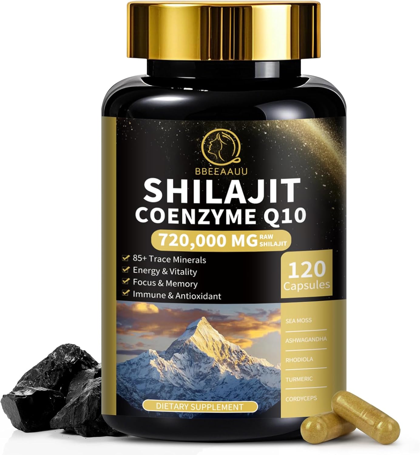 Liquid Trimethylglycine Supplement Drops with Shilajit Capsules and Sea Moss for Enhanced Health