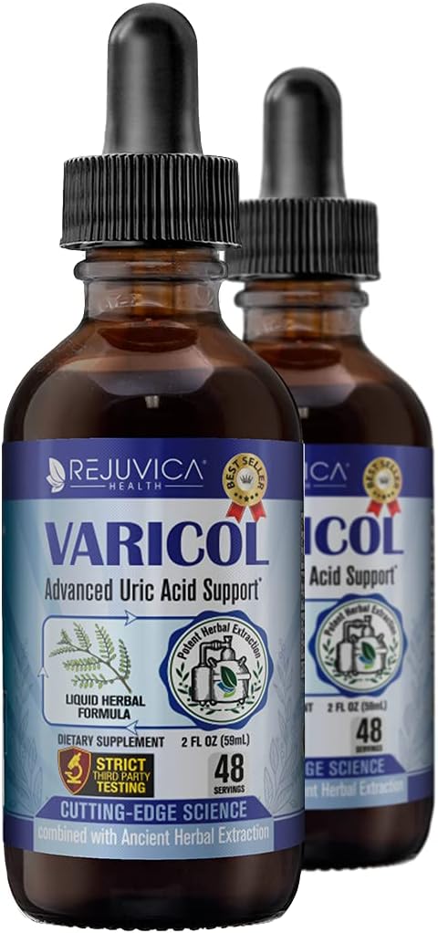 Liquid Uric Acid Support Supplement with Tart Cherry, Celery Seed & Ginger for Better Absorption - Rejuvica Health Varicol Advanced Formula