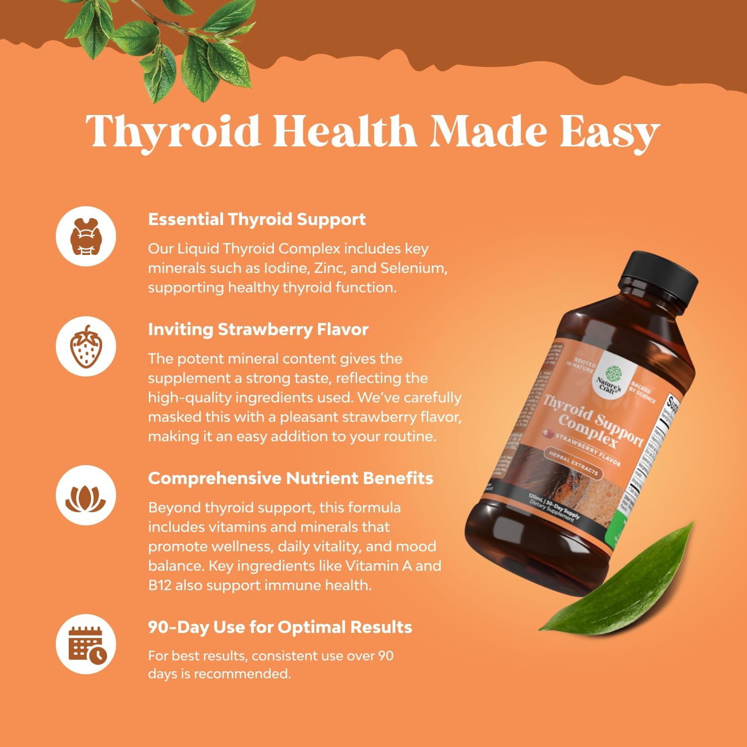 Liquid Vegan Thyroid Support Supplement with Myo-Inositol, Selenium, and Nettle - High Absorption Formula for Enhanced Energy and Focus in Men and Women