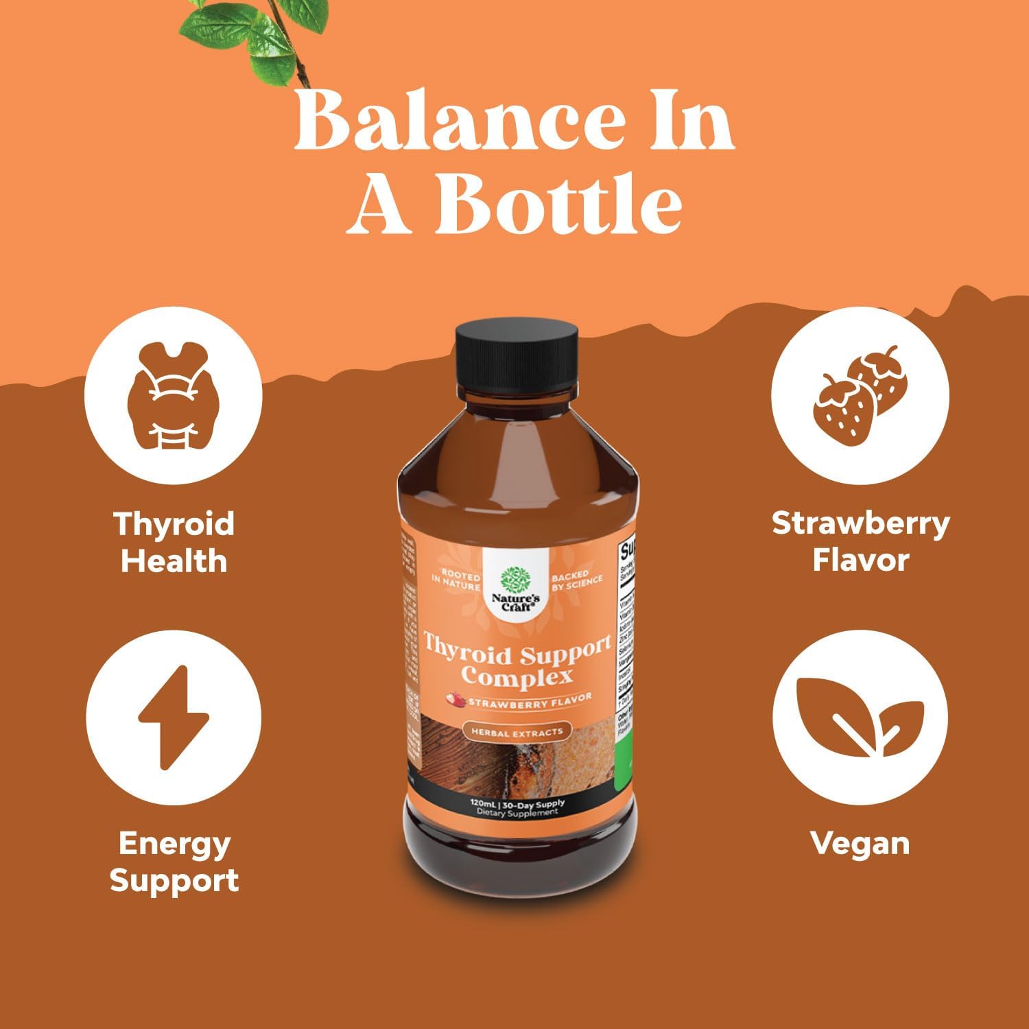 Liquid Vegan Thyroid Support Supplement with Myo-Inositol, Selenium, and Nettle - High Absorption Formula for Enhanced Energy and Focus in Men and Women