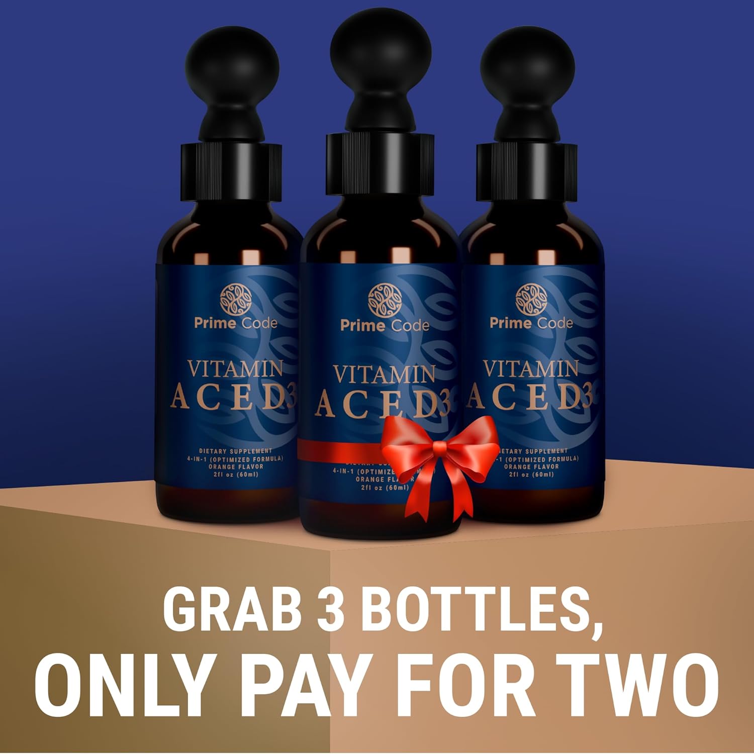 Liquid Vitamin A Supplement with Vitamin C, E, and D3 for Adults - Non-GMO Drops for Immune Support & Faster Absorption - Natural Orange Flavor - 2500 IU - Men & Women
