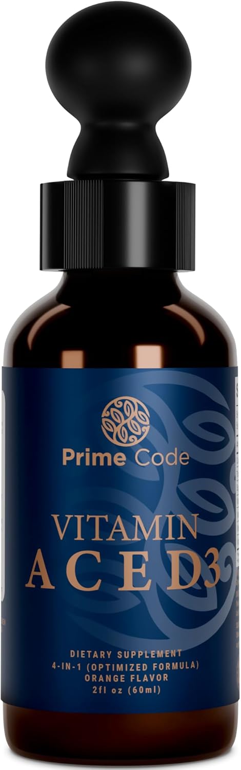 Liquid Vitamin A Supplement with Vitamin C, E, and D3 for Adults - Non-GMO Drops for Immune Support & Faster Absorption - Natural Orange Flavor - 2500 IU - Men & Women