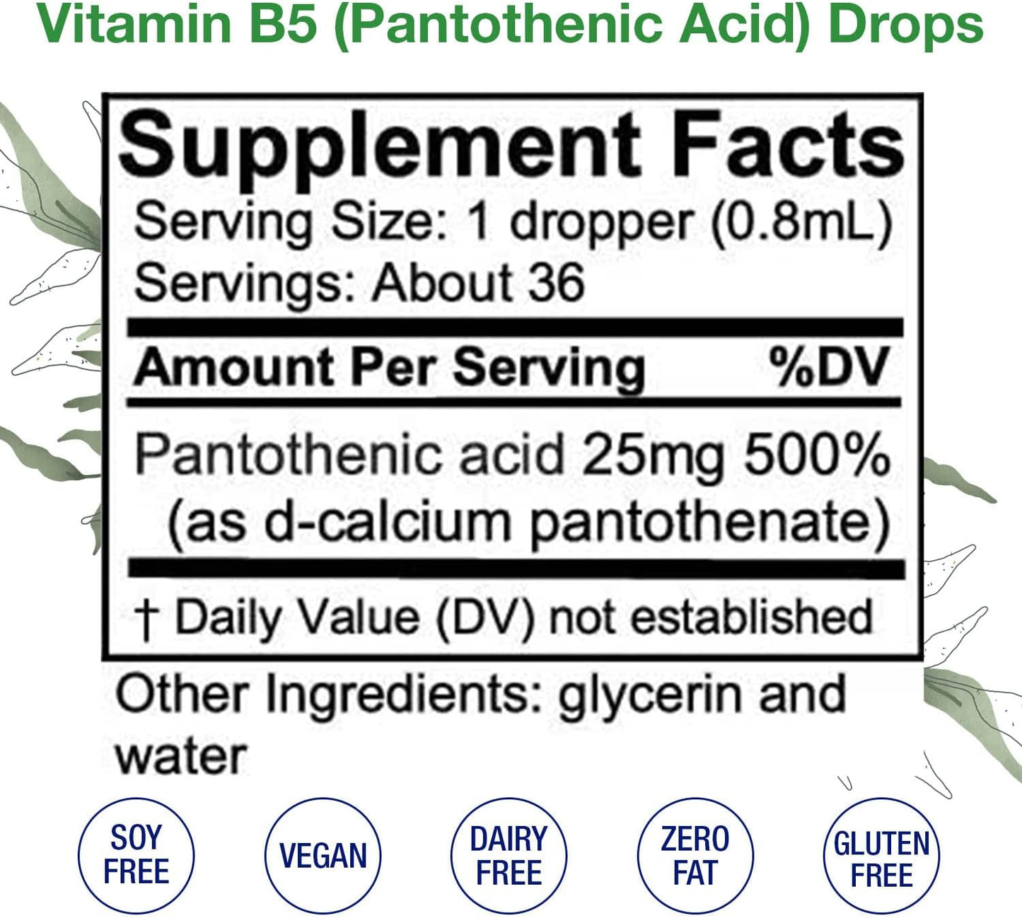 Liquid Vitamin B Complex Drops - Biotin, B5, B6 - 3 Pack, 1Fl Oz Each