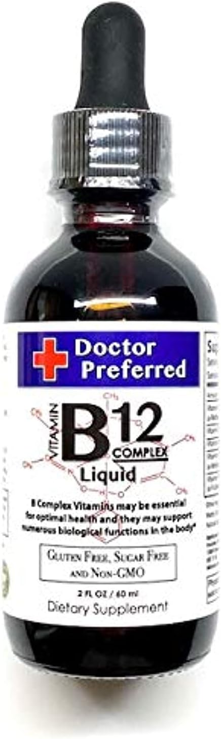 Liquid Vitamin B12 Complex Sublingual Drops for Fast Absorption - Doctor Recommended with B2, B3, B5, B6 - 2 fl oz, 60 Day Supply