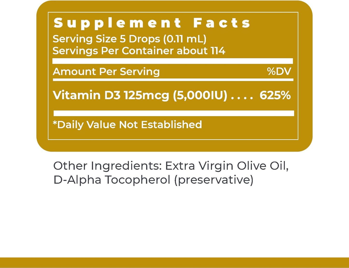Liquid Vitamin D3 5000 IU Serum for Adults - Sublingual Vitamin D Oil Drops - Premier Research Labs - 0.43 fl oz
