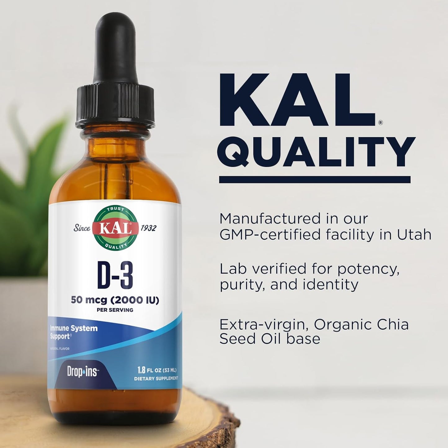 Liquid Vitamin D3 Drops for Bone Strength & Immune Support - 2000 IU (50 mcg) Vegetarian Supplement - 1.8oz Bottle, 60-Day Guarantee