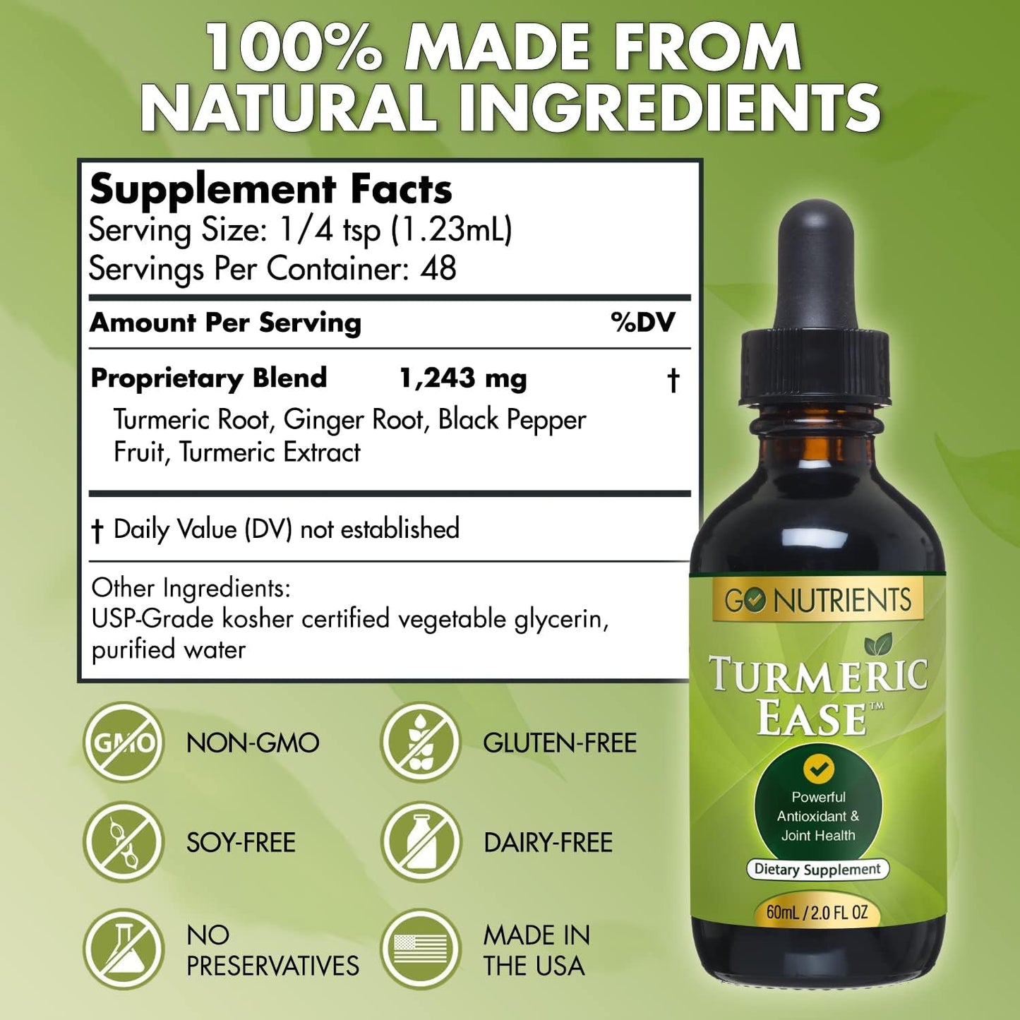 Liquid Vitamin D3 with K2 Drops & Turmeric Extract - Easy-to-Take Health Supplement with Black Pepper & Ginger
