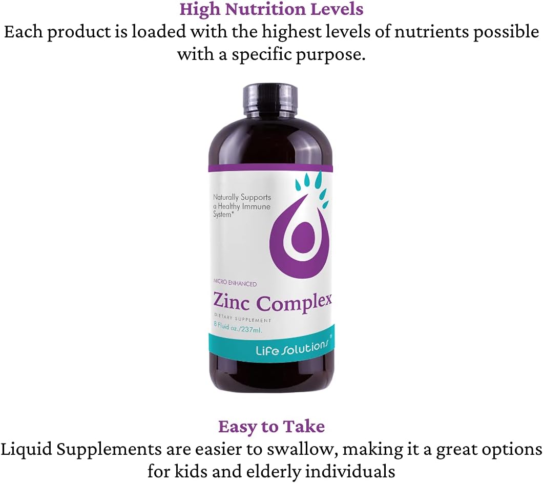 Liquid Zinc and Copper Supplements for Immune Support - High Absorption Formula - 8oz Bottle - Zinc Complex with Gluconate and Copper Gluconate for Health