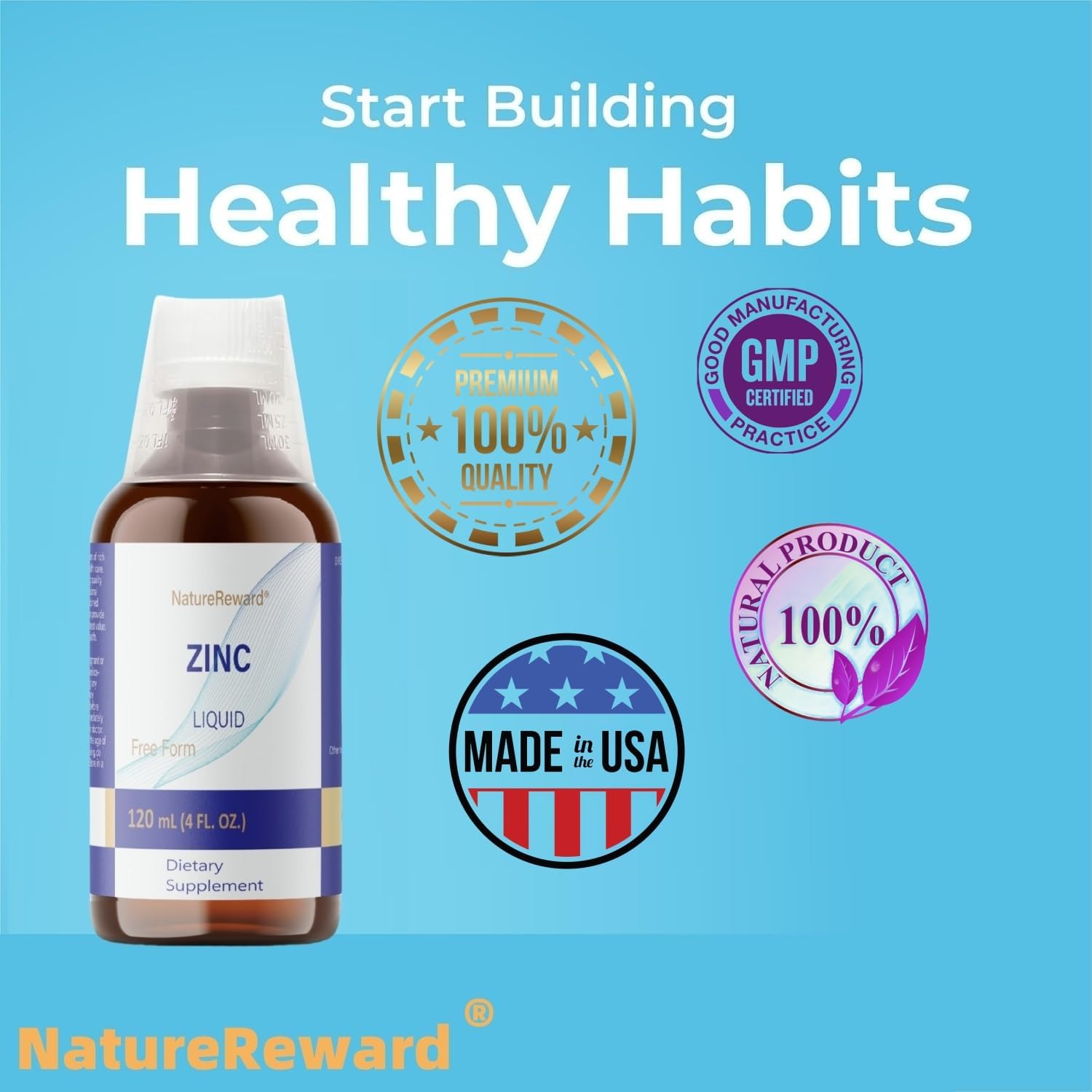 Liquid Zinc Supplement for Immune Health & Metabolism - Organic, Alcohol-Free, Antioxidant - 60 Servings, Gluten-Free, Non-GMO, Vegan, Paleo - 4 FL OZ