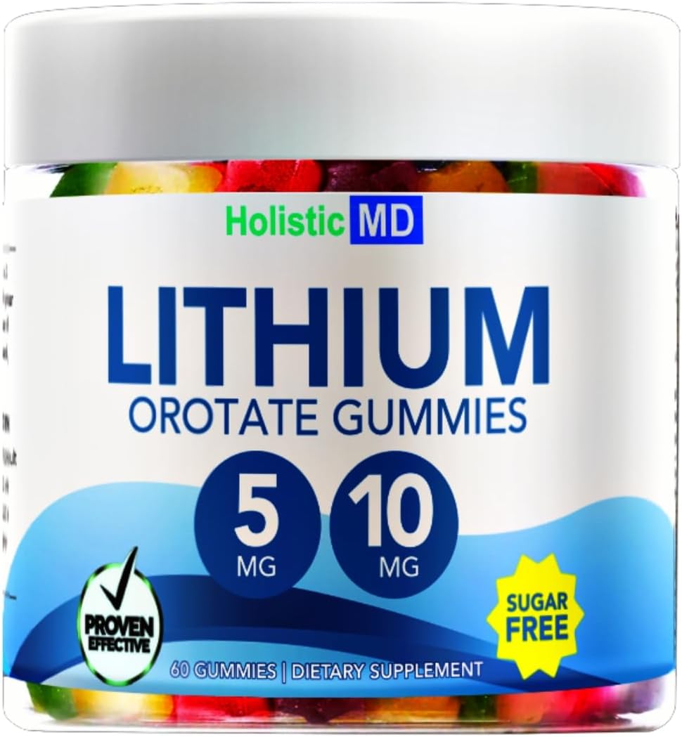 Lithium Orotate Gummies 5mg & 10mg | Men Women Kids | Clinically Studied Chelated High Bioavailability | 3 Flavors Vegan 60 ct