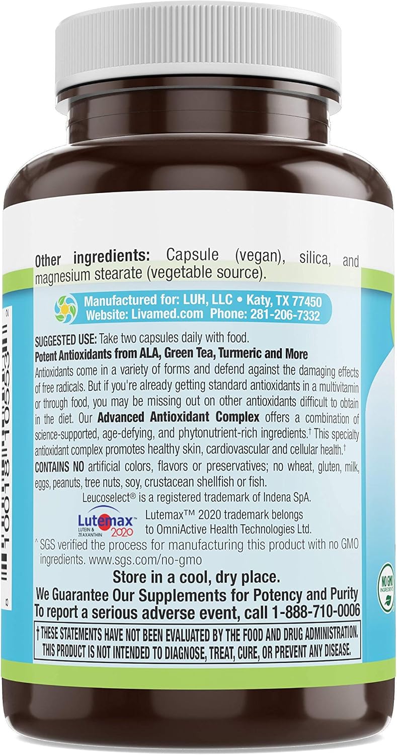 Livamed Antioxidant Complex - 60 Vegetarian Capsules for Advanced Protection