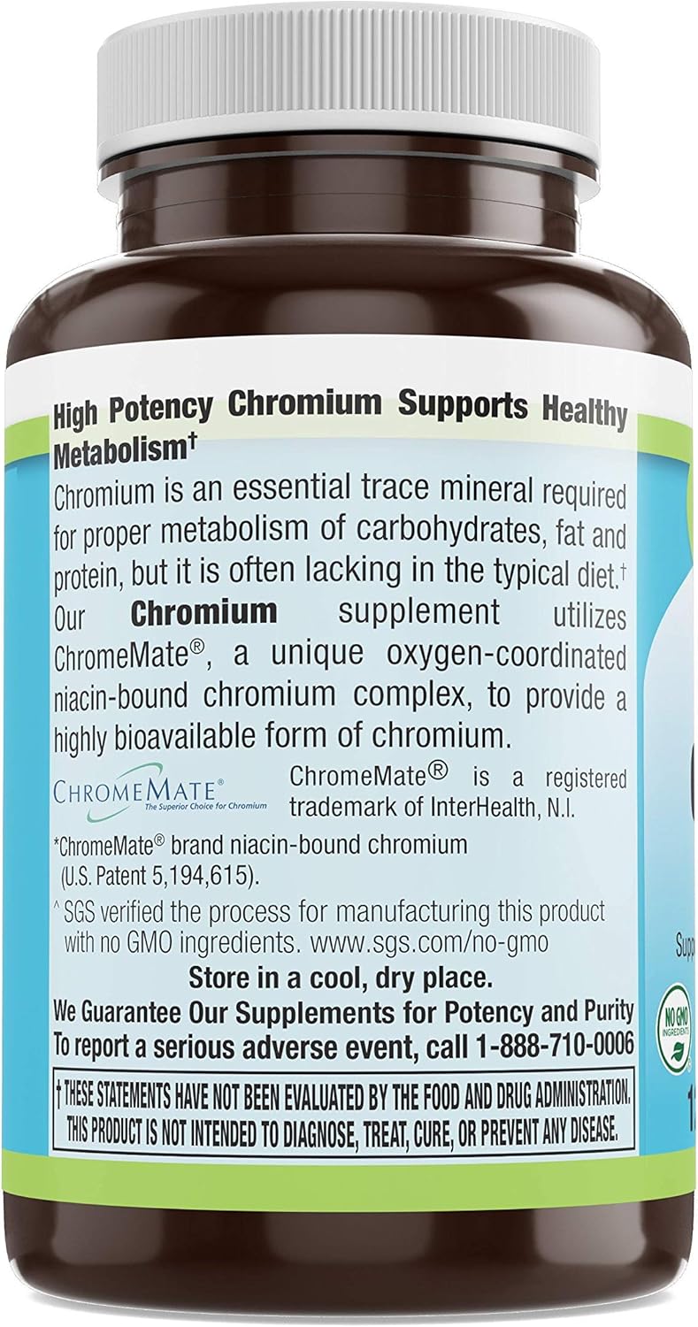 Livamed Chromium 200mcg Veg Tabs - ChromeMate GTF Supplement - 120 Count