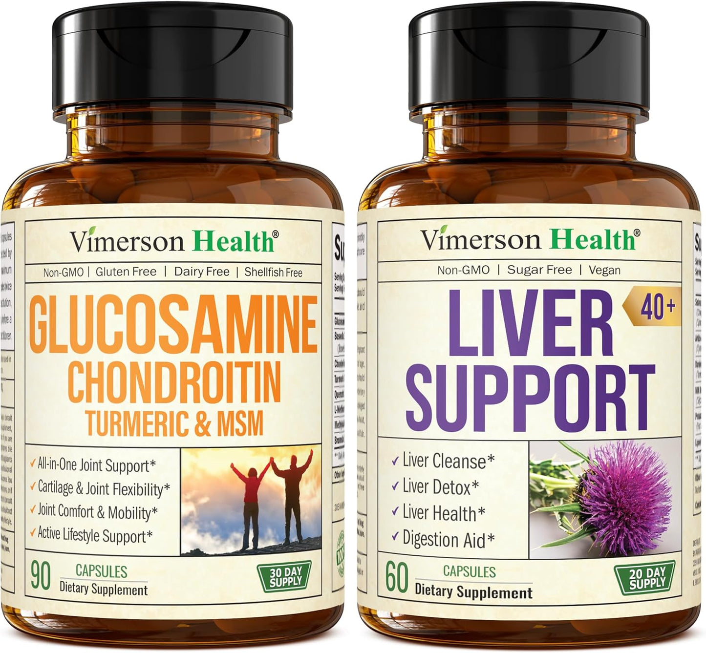 Liver and Joint Support Supplement for 40+ with Glucosamine, Chondroitin, MSM, Turmeric, Boswellia, and Milk Thistle Extract - Liver Cleanse and Repair Formula