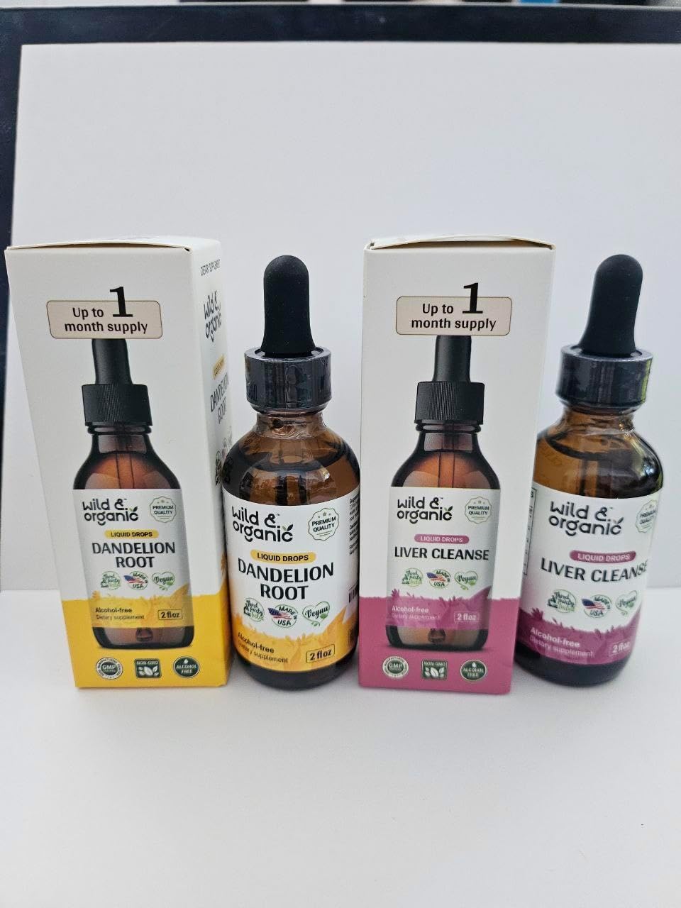 Liver Cleanse and Dandelion Root Tincture Set - 2 fl oz Each - Wildcrafted & Organic Formula