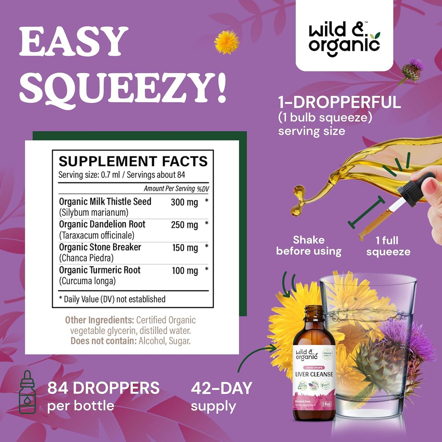 Liver Cleanse and Dandelion Root Tincture Set - 2 fl oz Each - Wildcrafted & Organic Formula