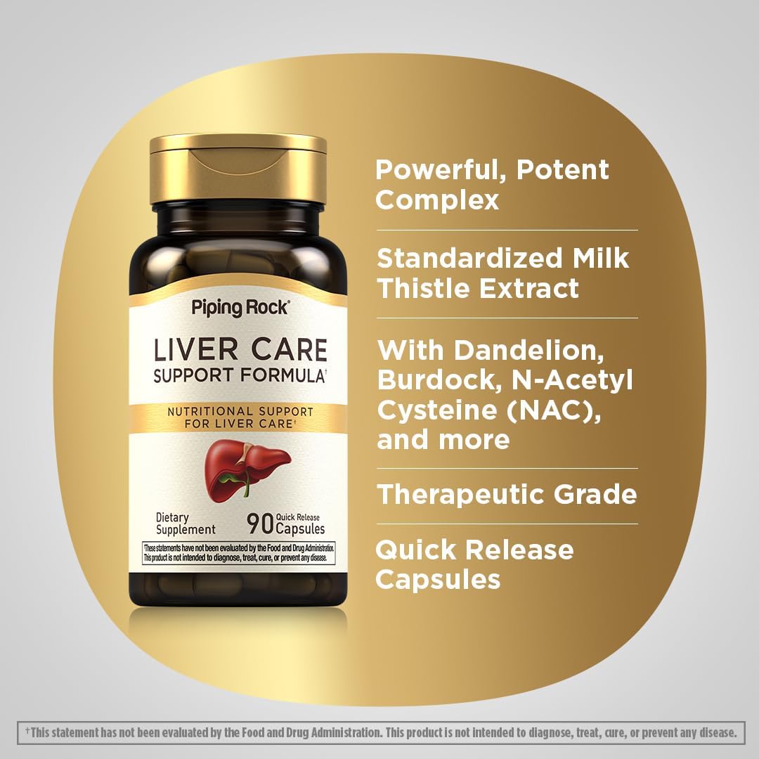 Liver Cleanse Complex Capsules | 90 Count Liver Care Support Formula | Non-GMO, Gluten-Free Supplement by Piping Rock