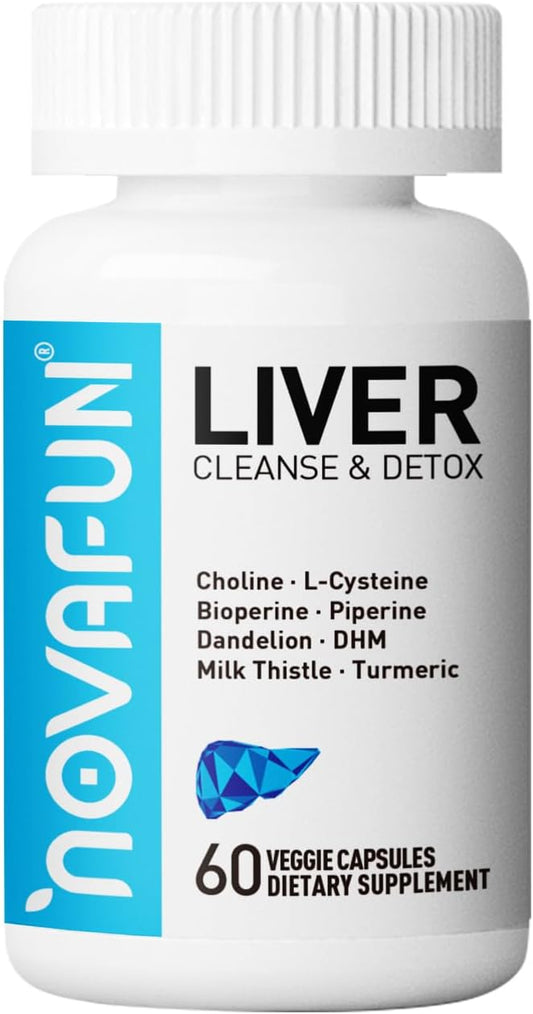 Liver Cleanse & Detox Capsules with Milk Thistle, Dandelion, Turmeric - 60 Capsules