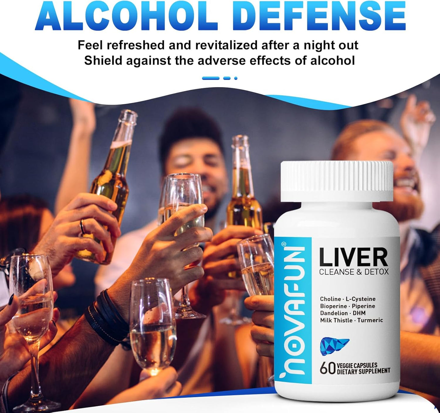 Liver Cleanse & Detox Capsules with Milk Thistle, Dandelion, Turmeric - 60 Capsules