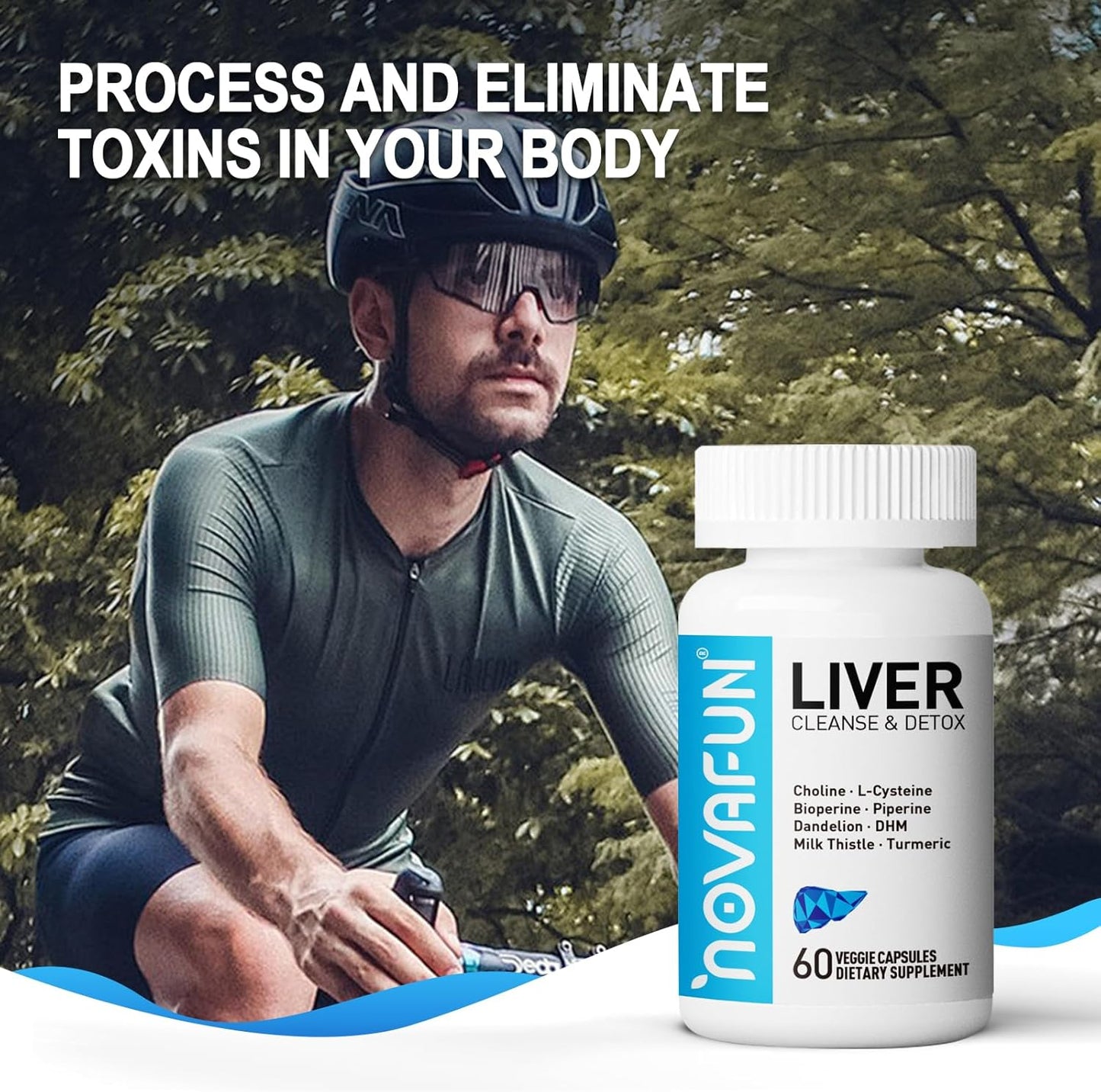 Liver Cleanse & Detox Capsules with Milk Thistle, Dandelion, Turmeric - 60 Capsules