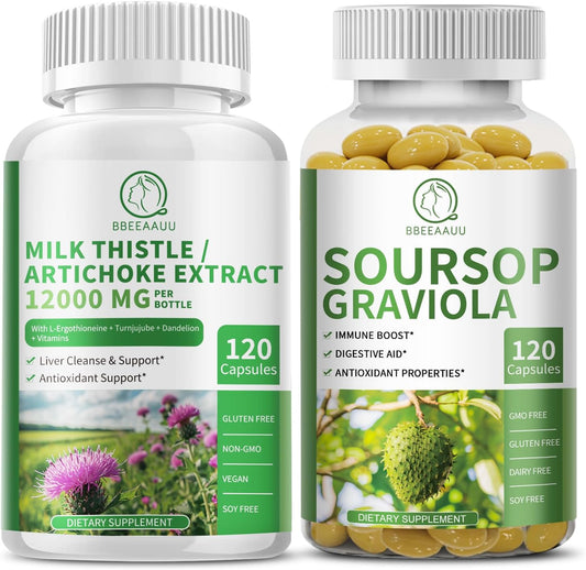 Liver Cleanse Detox Capsules with Soursop Graviola for Immunity & Digestive Support, Antioxidant Formula, 120 Count Vegan Capsules