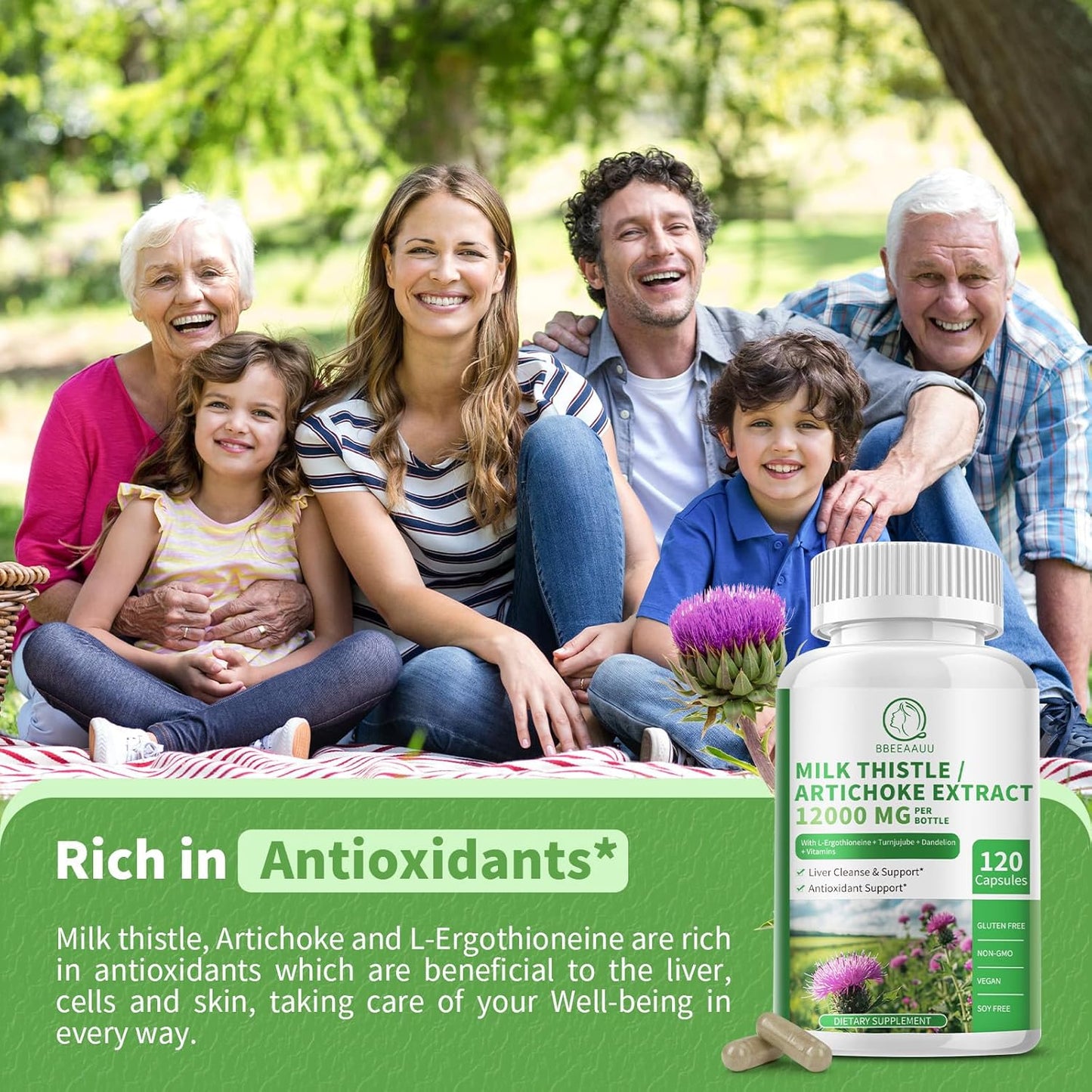 Liver Cleanse Detox Capsules with Soursop Graviola for Immunity & Digestive Support, Antioxidant Formula, 120 Count Vegan Capsules