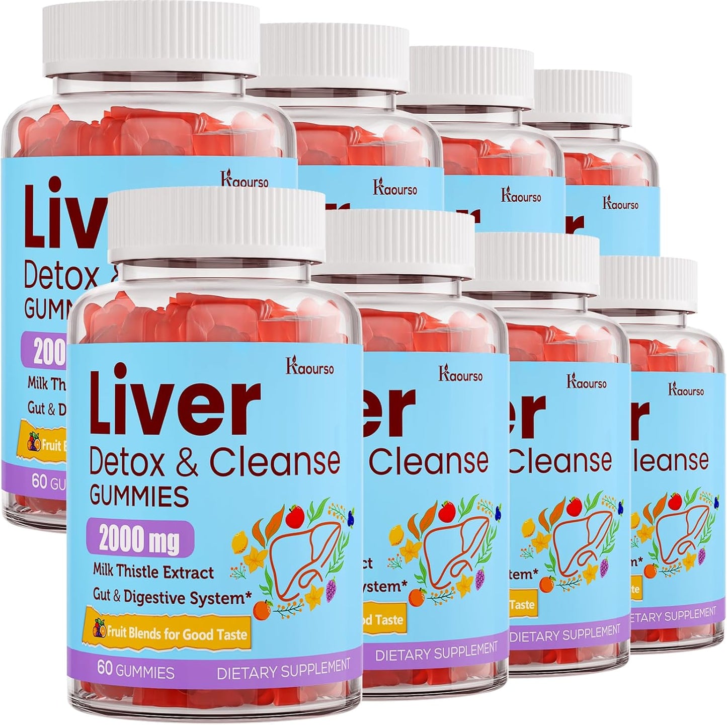 Liver Cleanse Detox Gummies with Milk Thistle, Turmeric, Dandelion Root & Artichoke - 3000mg Formula for Detox, Renewal & Antioxidant Support - Fruit Flavor, 480 Gummies