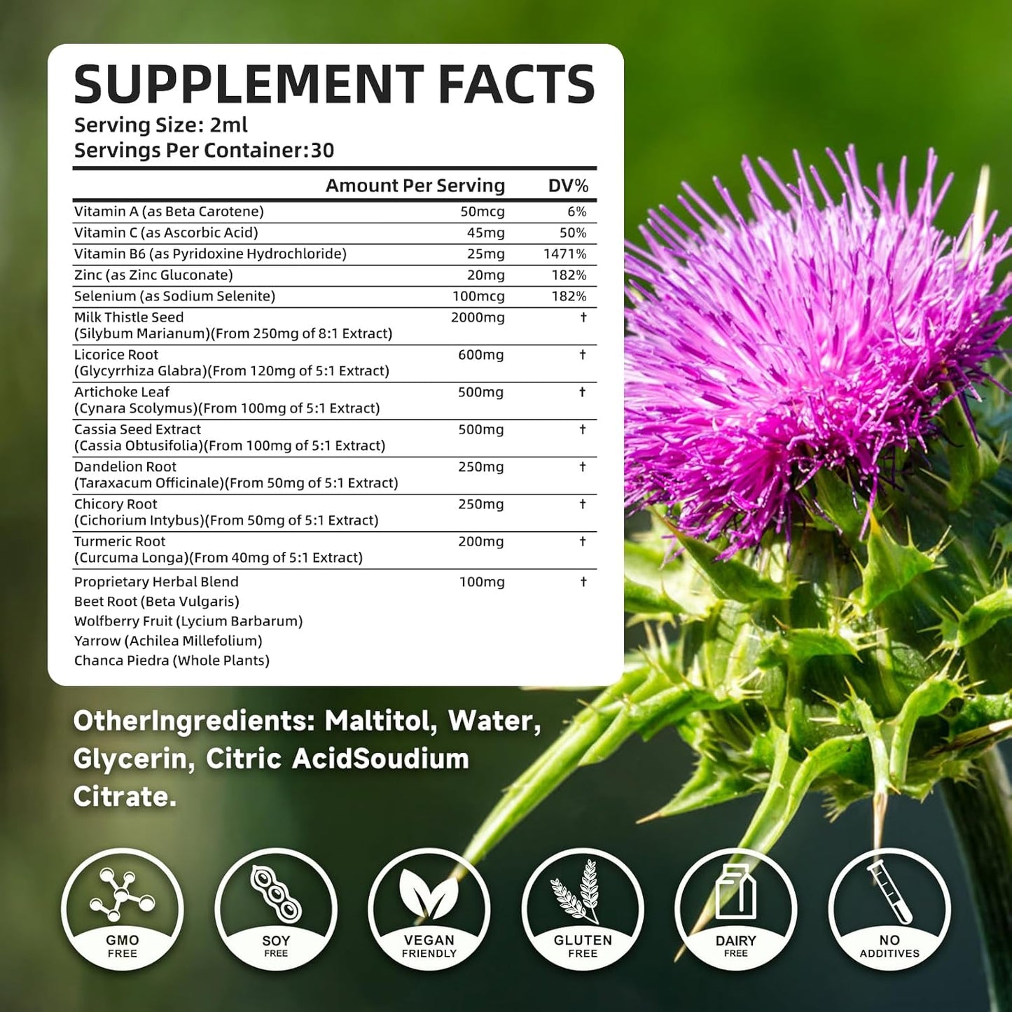 Liver Cleanse Detox & Repair Liquid Drops - 2000mg Milk Thistle, Dandelion Root, Artichoke, Silymarin Extract, & Turmeric - Vegan, Non-GMO - 2 Fl Oz Bottle - BoostGo Australia