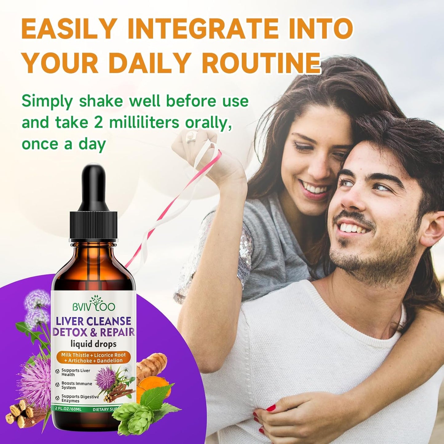 Liver Cleanse Detox & Repair Liquid Drops - 2000mg Milk Thistle, Dandelion Root, Artichoke, Silymarin Extract, & Turmeric - Vegan, Non-GMO - 2 Fl Oz Bottle - BoostGo Australia
