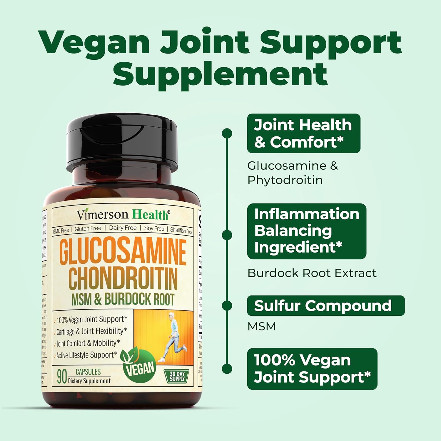 Liver Cleanse Detox & Repair Milk Thistle Supplement + Joint Support Vegan Glucosamine Chondroitin MSM Supplement by Vimerson Health
