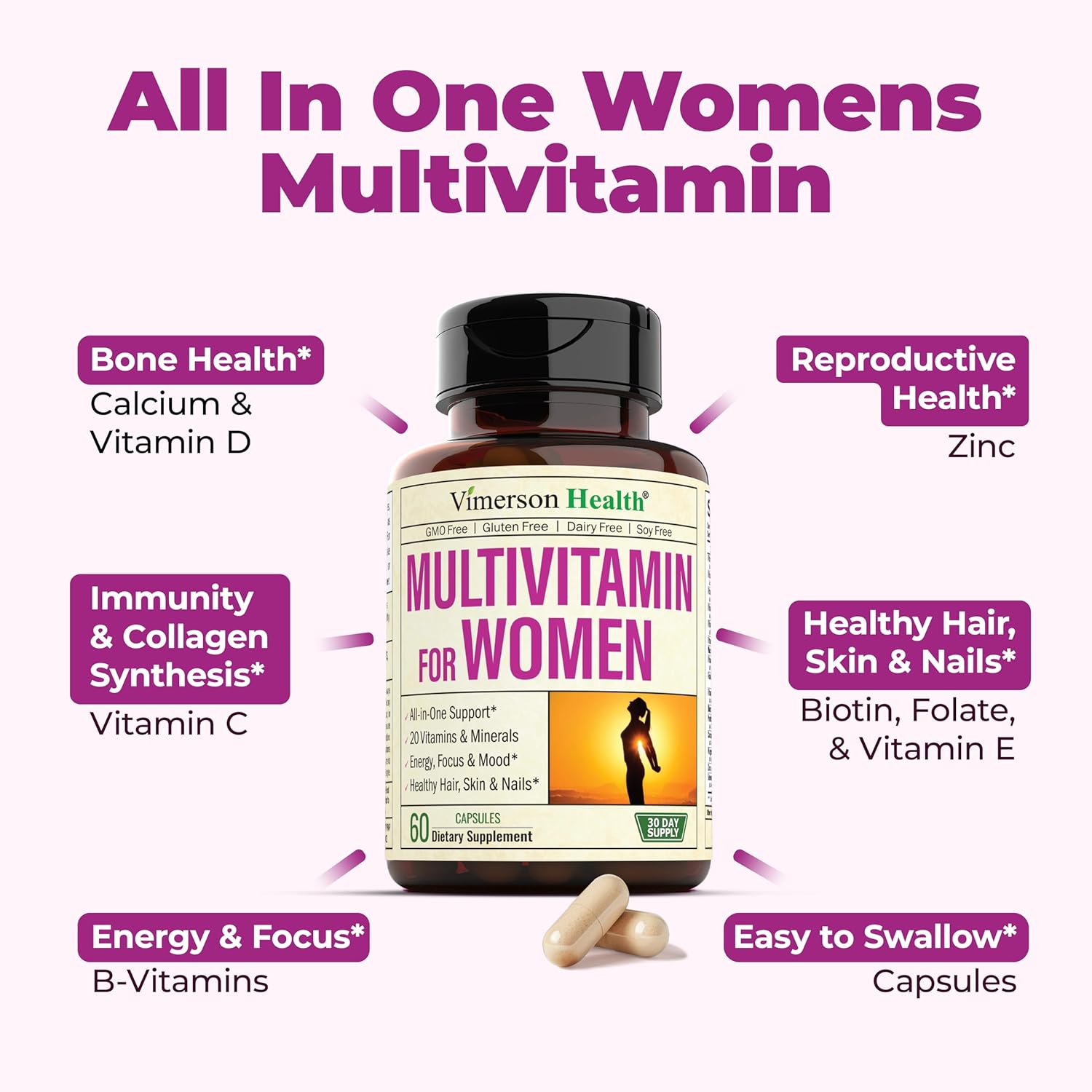 Liver Cleanse Detox & Repair Milk Thistle Supplement for Adults Over 40 + Multivitamin for Women by Vimerson Health