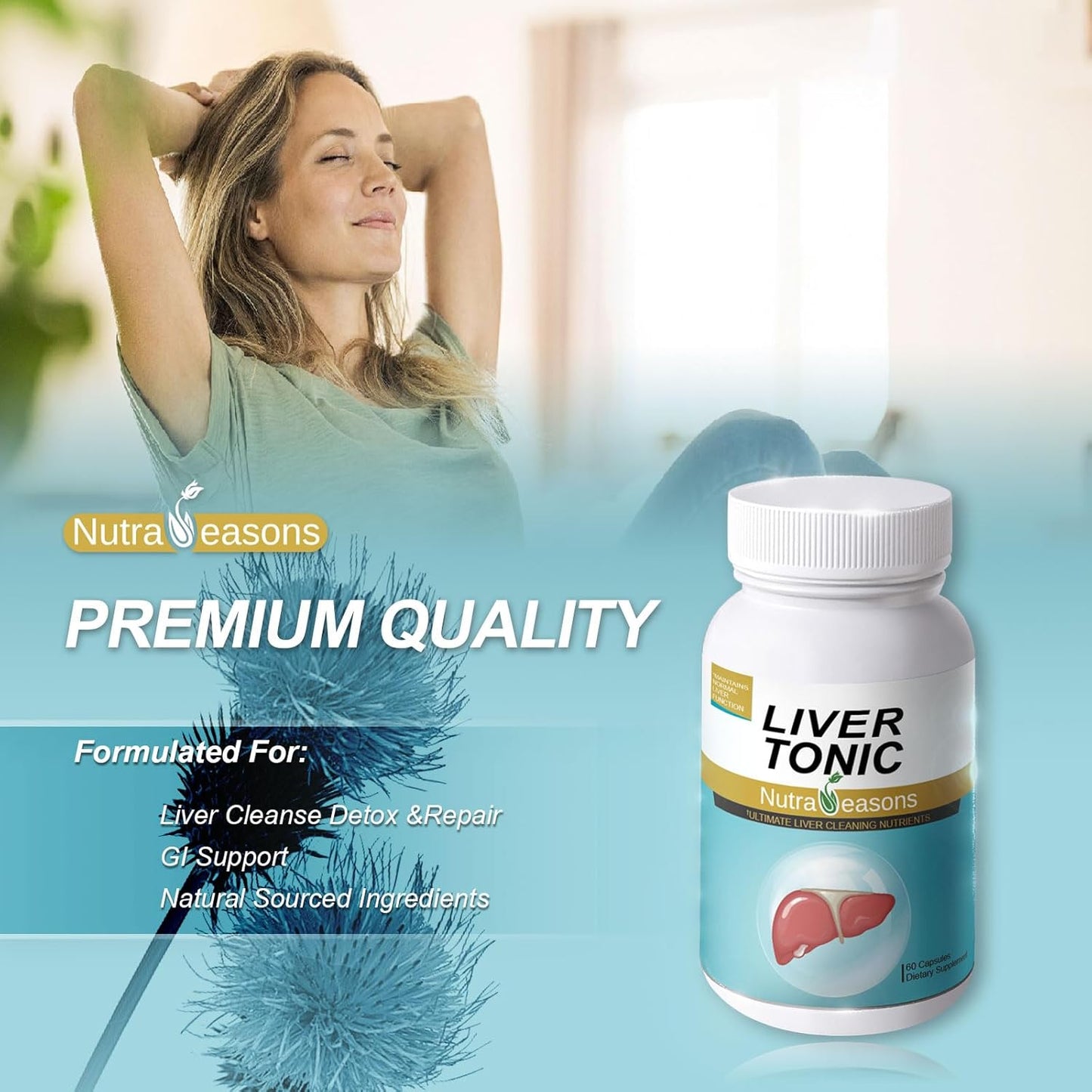 Liver Cleanse Detox & Repair Supplement with Milk Thistle, NAC, Ginger - 60 Capsules