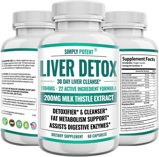 Liver Cleanse Detox Supplement with Artichoke Extract & 22 Herbs - Liver Health Formula for Support & Repair - 60 Capsules
