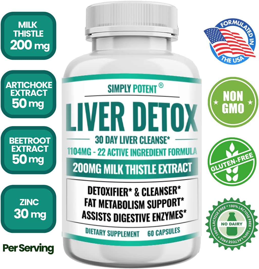 Liver Cleanse Detox Supplement with Artichoke Extract & 22 Herbs - Liver Health Formula for Support & Repair - 60 Capsules