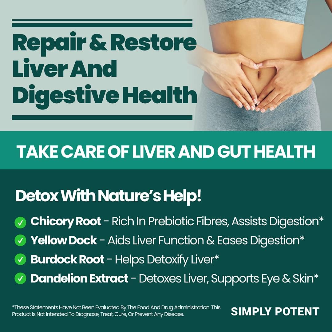 Liver Cleanse Detox Supplement with Artichoke Extract & 22 Herbs - Liver Health Formula for Support & Repair - 60 Capsules