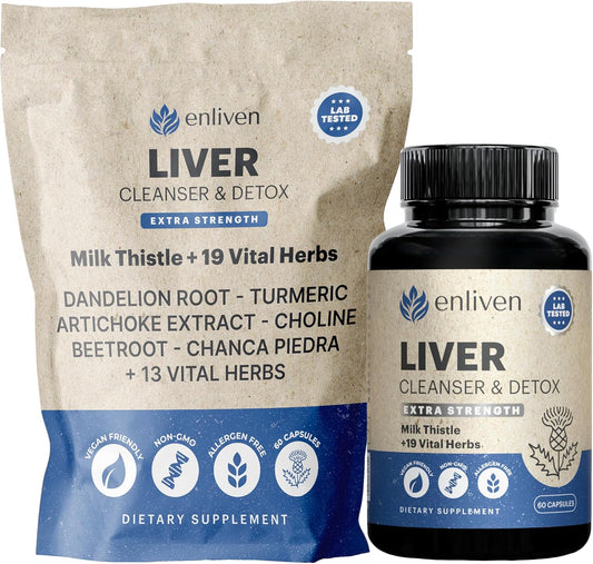 Liver Cleanse Detox Supplement with Milk Thistle & Dandelion - Supports Liver Health, Fatty Liver Support for Men & Women - Non-GMO, Made in USA - 60 Capsules