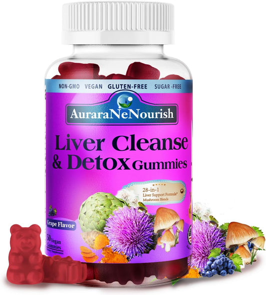 Liver Cleanse Gummies with Milk Thistle, Artichoke, TUDCA - 28-in-1 Liver Detox Formula for Detox, Repair, and Support - High Potency Liver Health Supplement - Grass-Fed Liver Support Dose