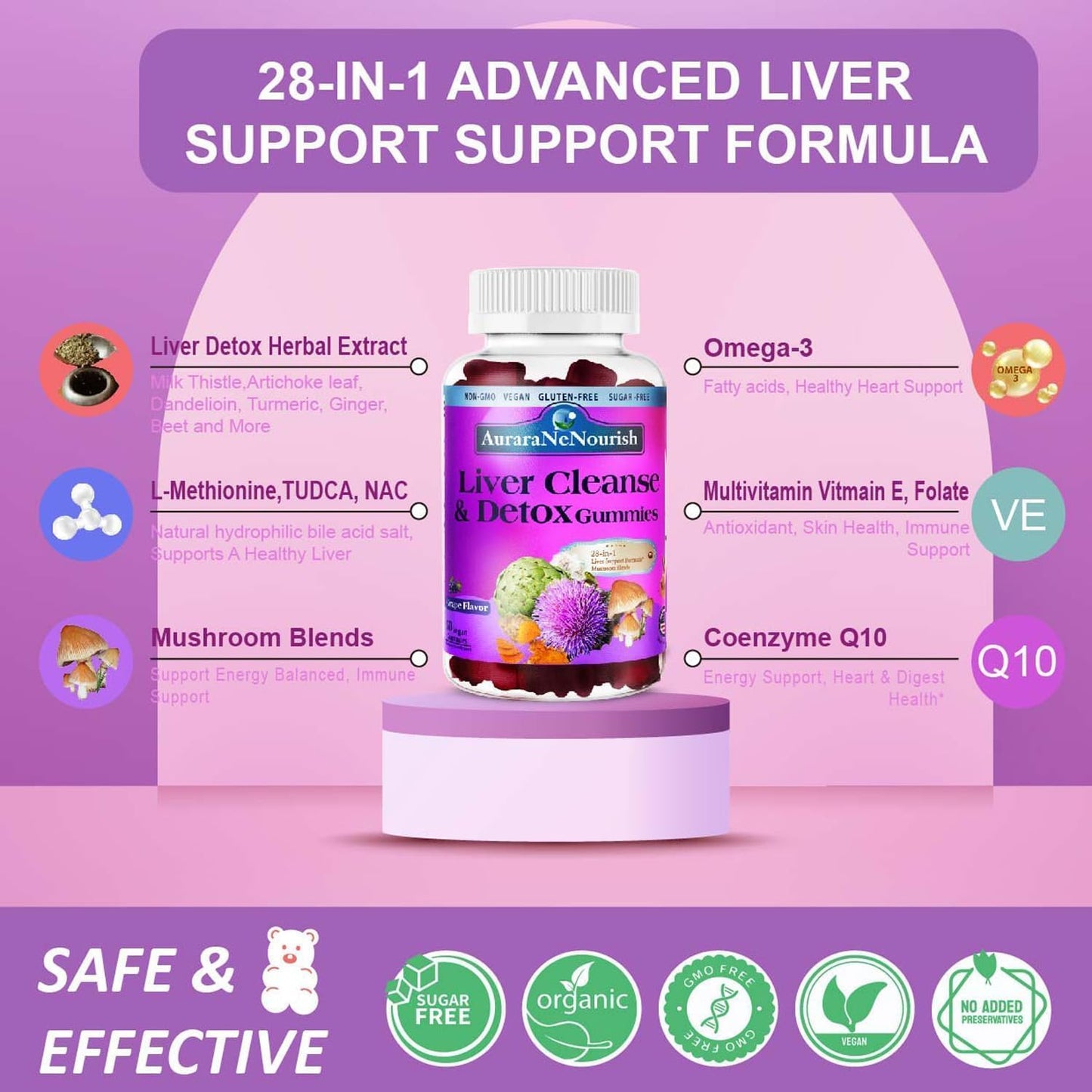 Liver Cleanse Gummies with Milk Thistle, Artichoke, TUDCA - 28-in-1 Liver Detox Formula for Detox, Repair, and Support - High Potency Liver Health Supplement - Grass-Fed Liver Support Dose