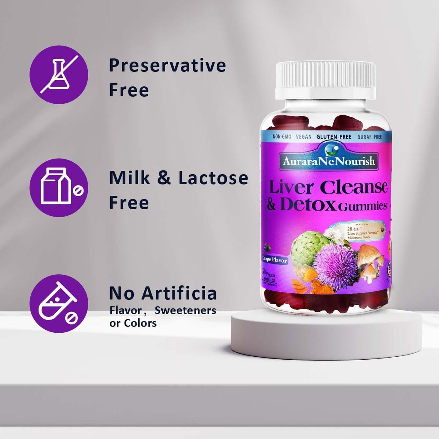 Liver Cleanse Gummies with Milk Thistle, Artichoke, TUDCA - 28-in-1 Liver Detox Formula for Detox, Repair, and Support - High Potency Liver Health Supplement - Grass-Fed Liver Support Dose