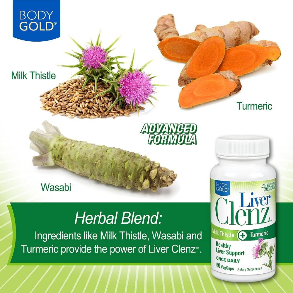 Liver Clenz VegCapsules - Body Gold Liver Cleanse Supplement, 60 Count