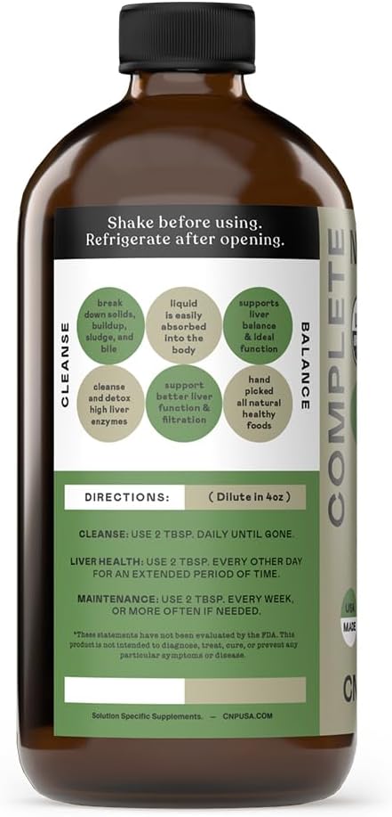 Liver Complete - 16oz Glass Bottle, Complete Natural Liver Cleanse and Detox Formula