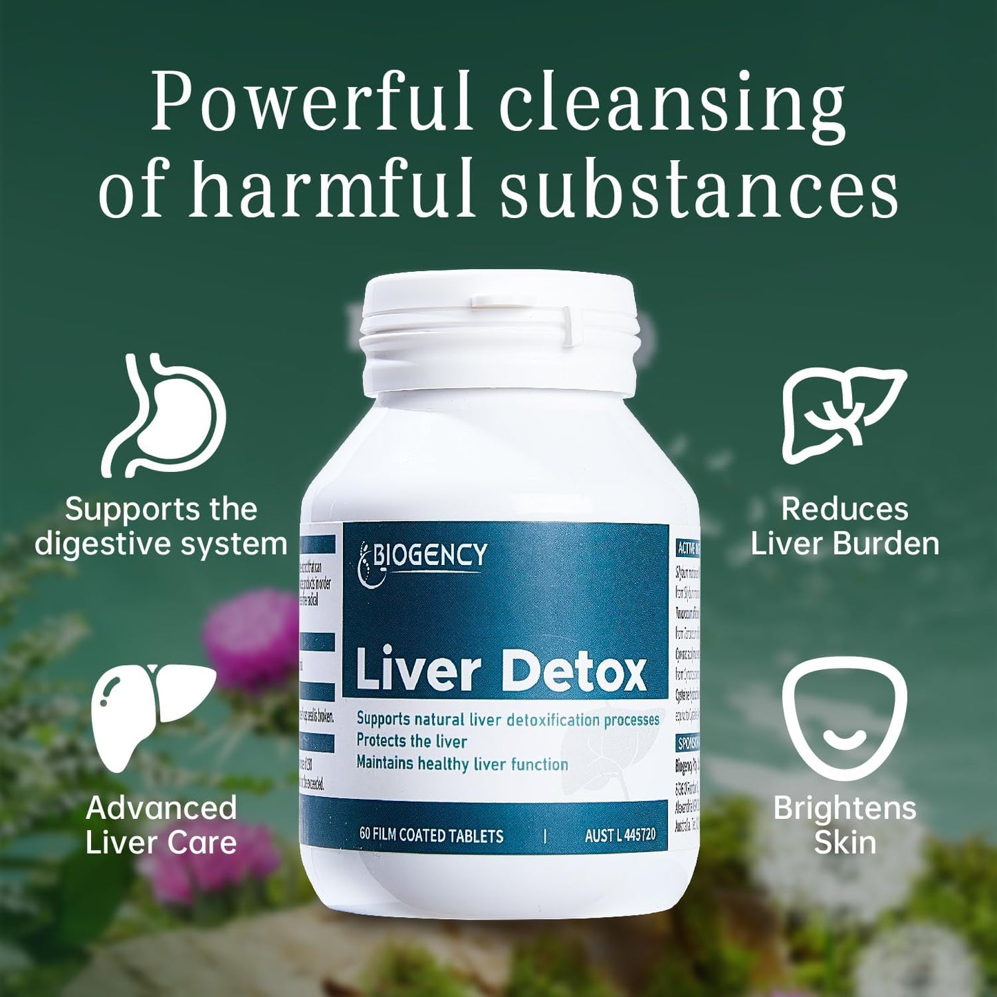 Liver Detox Cleanse Supplement with Silymarin, Dandelion, and Artichoke Extract - Herbal Support for Liver Health - 60 Tablets - Men and Women - 1 Pack