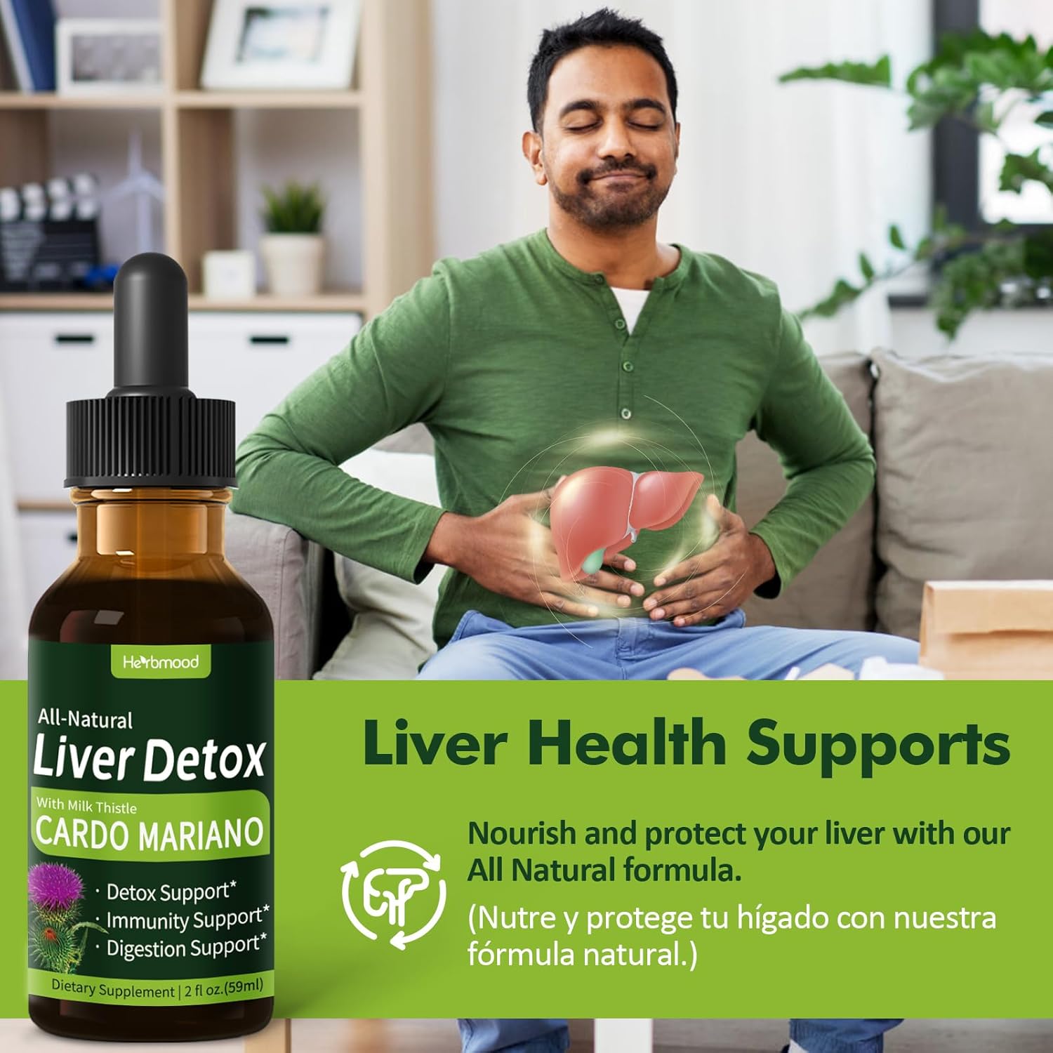 Liver Detox Drops with Milk Thistle, Artichoke Extract, and Silymarin - Natural Liver Support Formula for Cleanse & Repair - 2oz Liquid