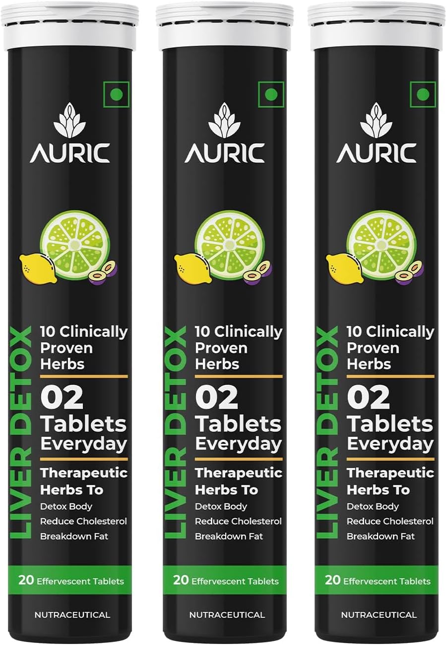 Liver Detox Effervescent Tablets with 10 Ayurvedic Herbs - Clinically Researched Therapeutic Ingredients - Fizzy Water - 60 Count